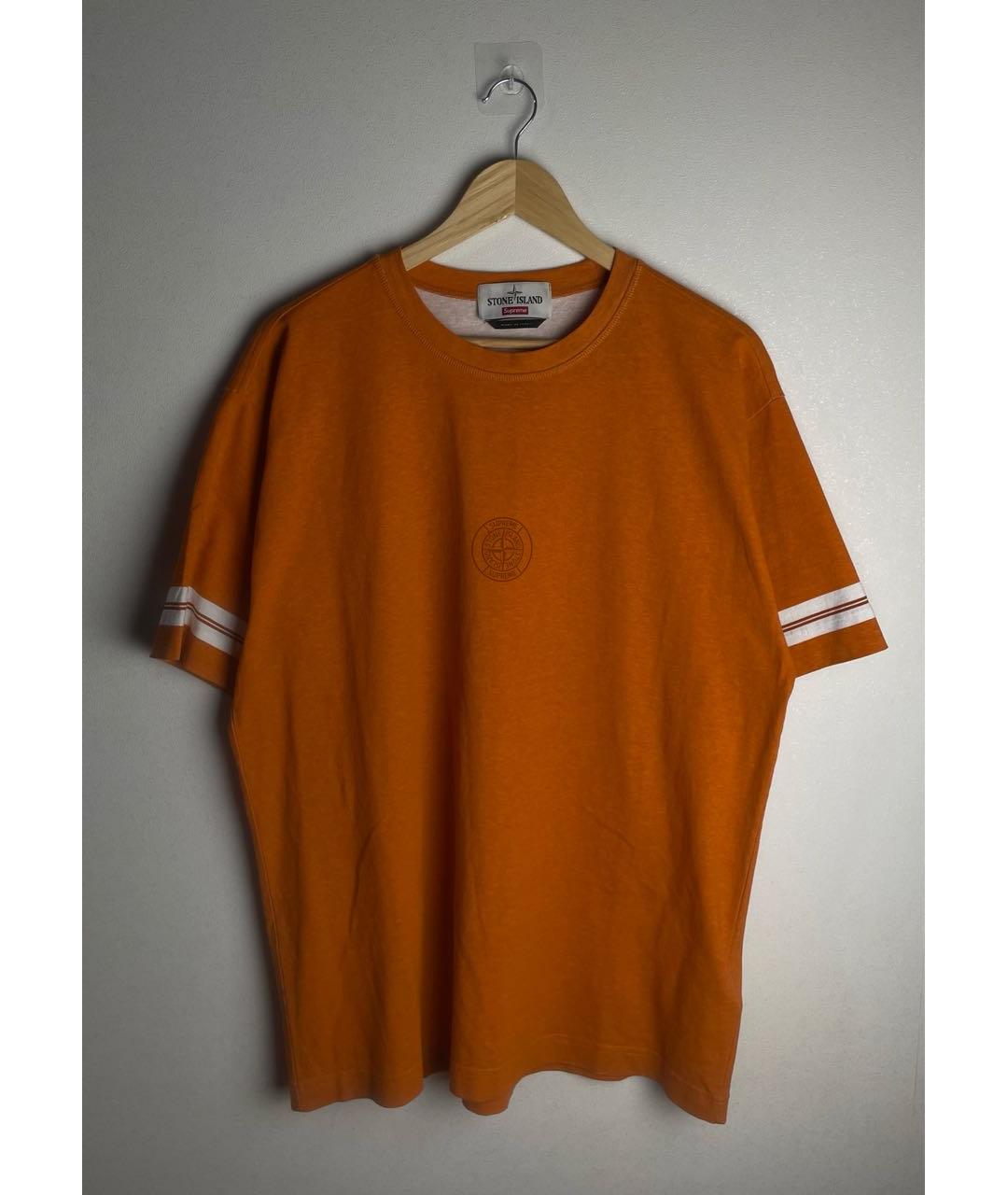 STONE ISLAND Оранжевая хлопковая футболка, фото 5