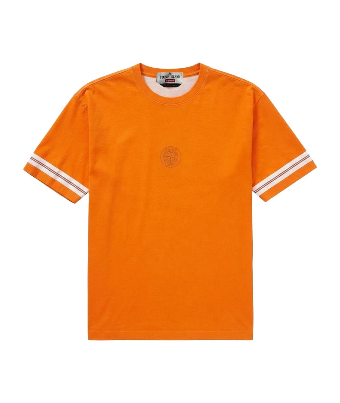 STONE ISLAND Оранжевая хлопковая футболка, фото 1