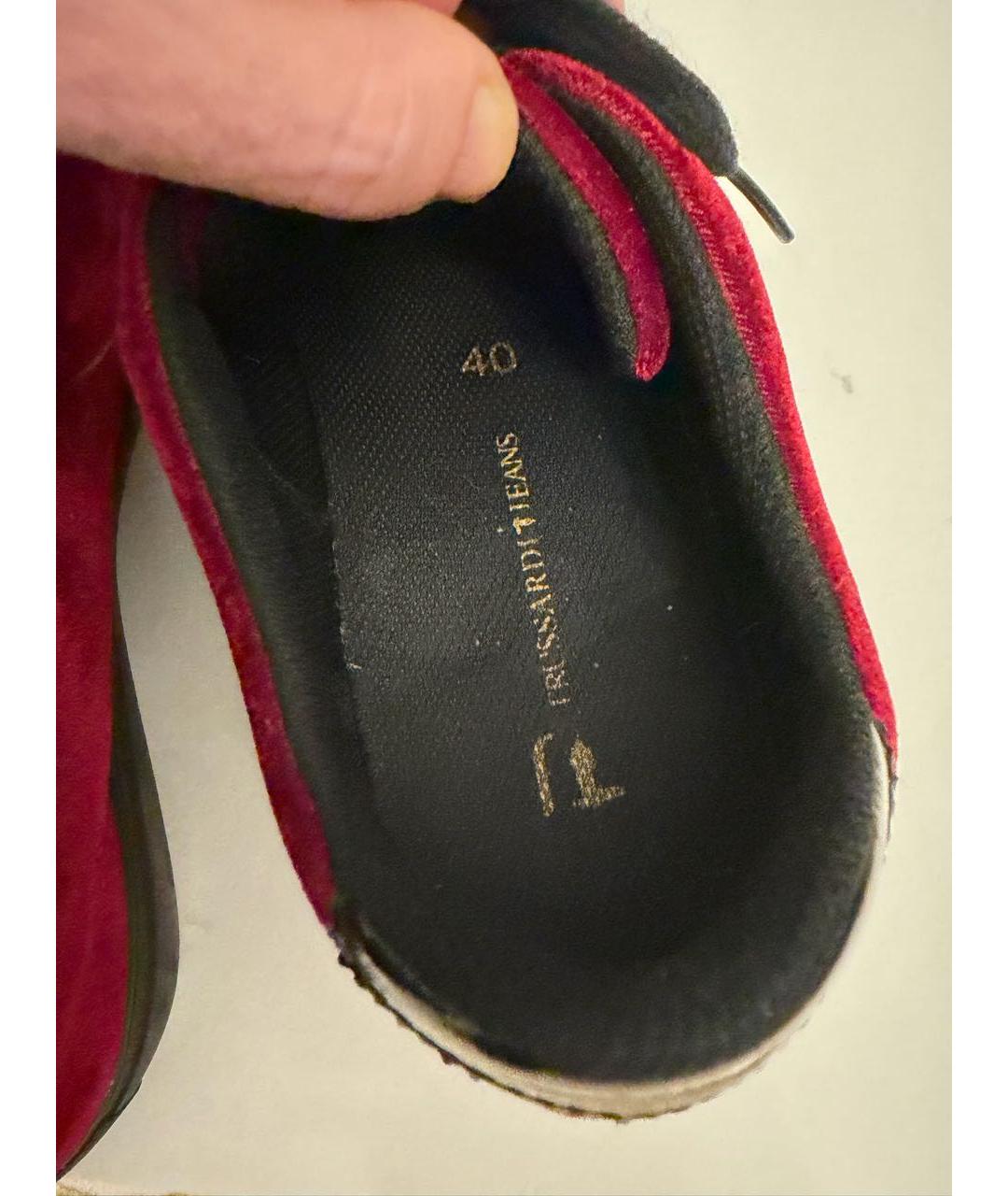 TRUSSARDI JEANS Бордовые бархатные кеды, фото 4