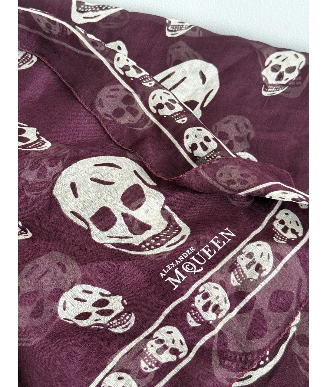 ALEXANDER MCQUEEN Бордовый шелковый шарф, фото 3