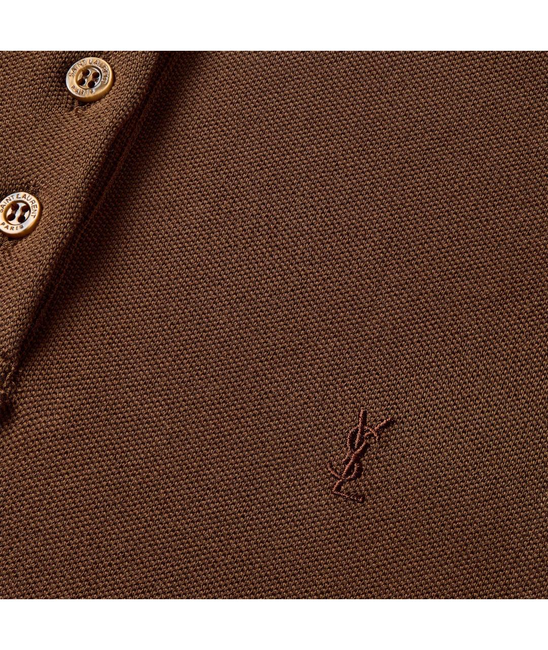SAINT LAURENT Коричневая хлопковая футболка, фото 2