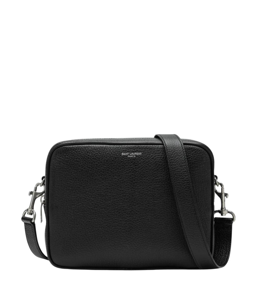 SAINT LAURENT Черная кожаная сумка на плечо, фото 1