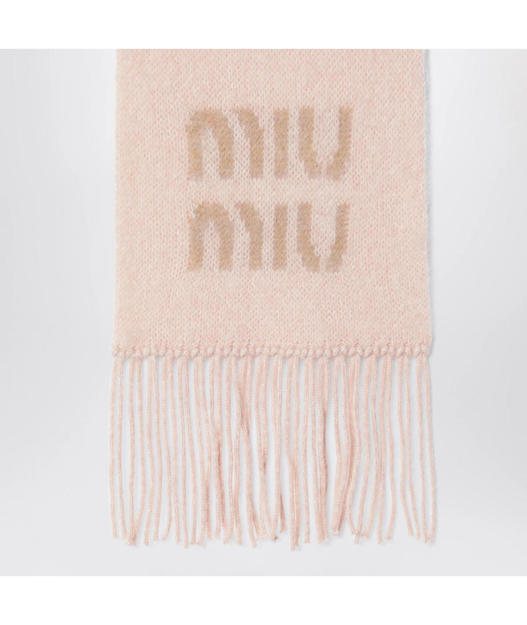 MIU MIU Розовый шерстяной шарф, фото 2