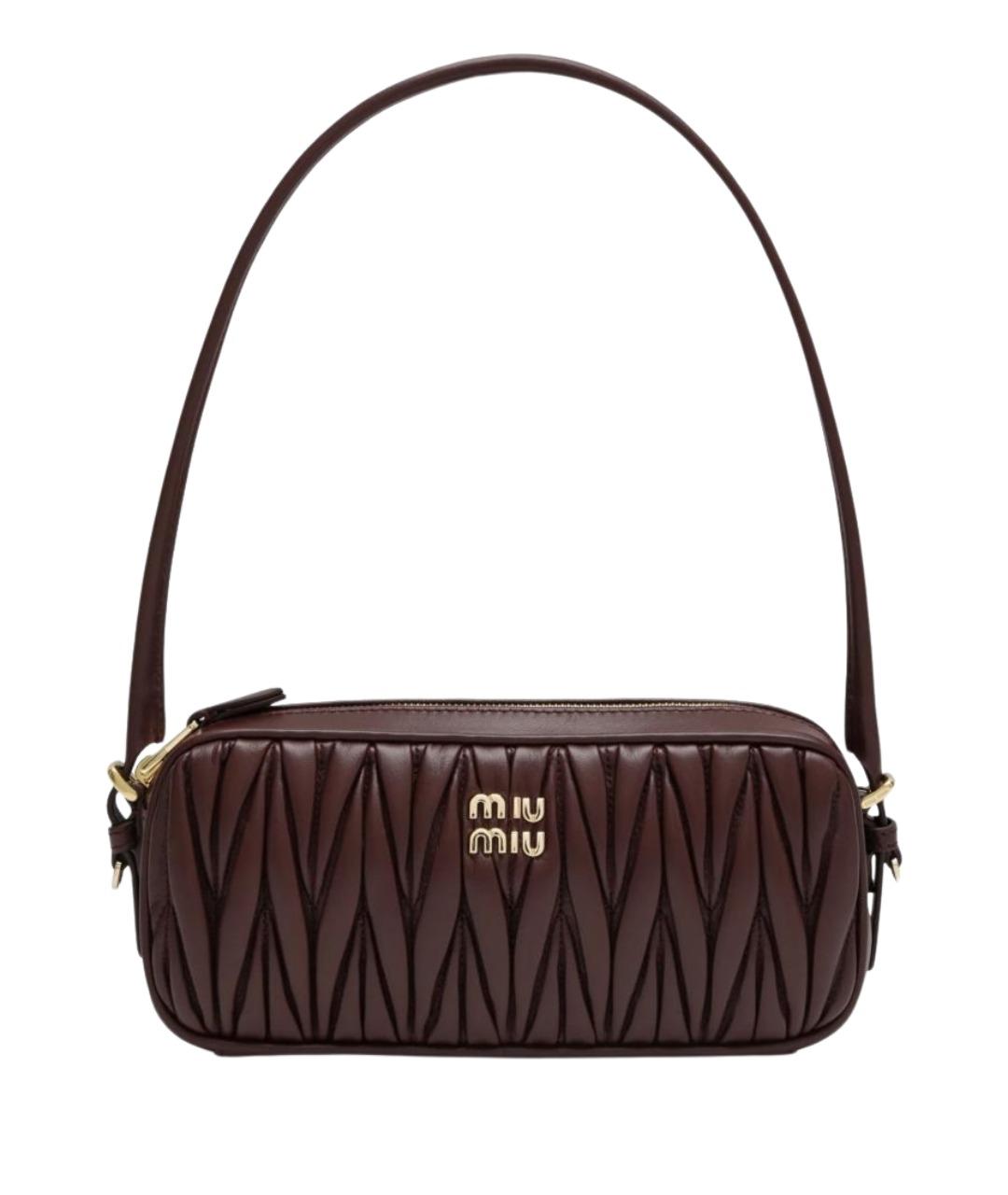 MIU MIU Бордовая кожаная сумка через плечо, фото 1