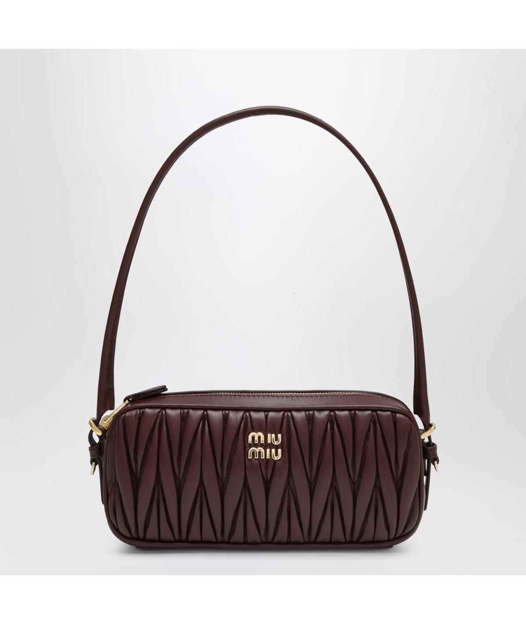 MIU MIU Бордовая кожаная сумка через плечо, фото 3