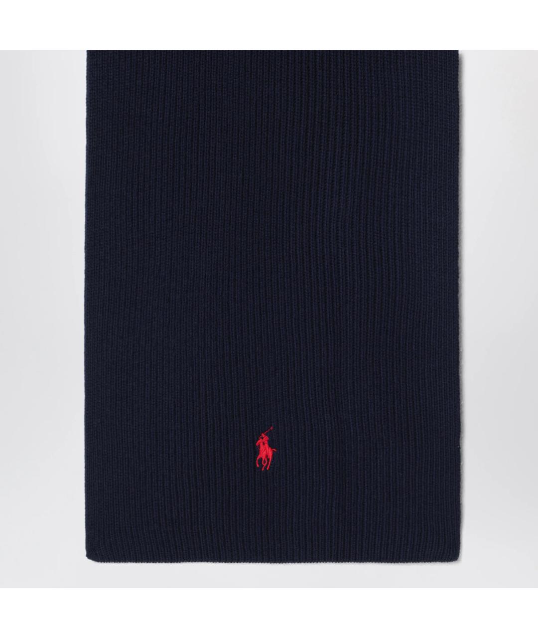 POLO RALPH LAUREN Темно-синий шерстяной шарф, фото 2