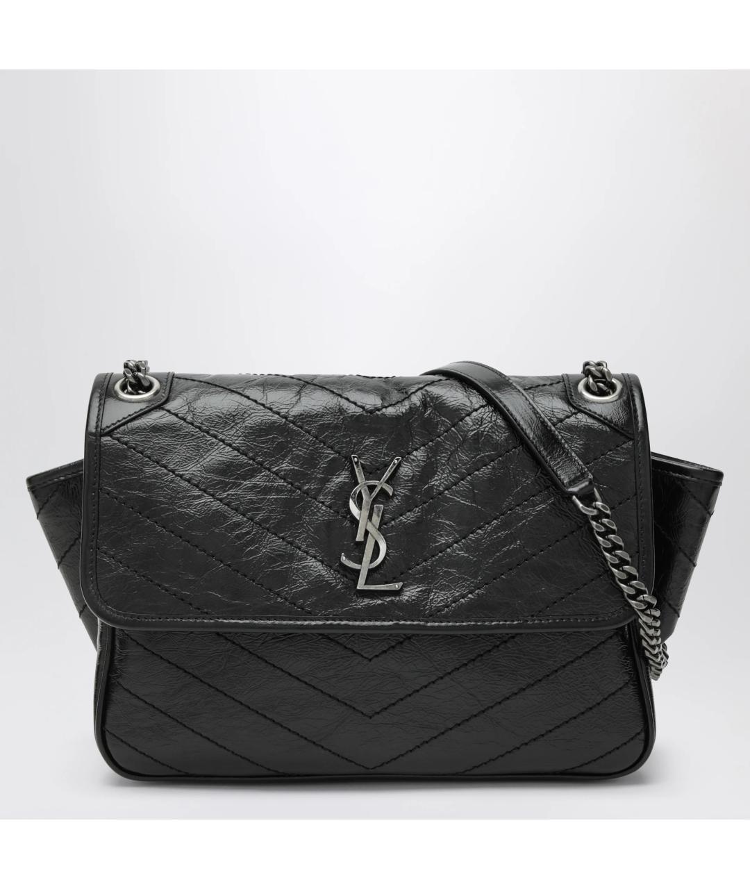 SAINT LAURENT Черная кожаная сумка через плечо, фото 3