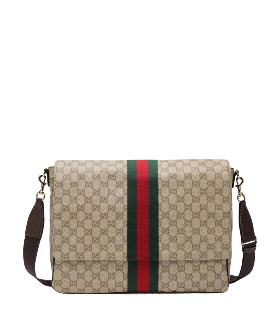 GUCCI Бежевая сумка на плечо из канвы, фото 1