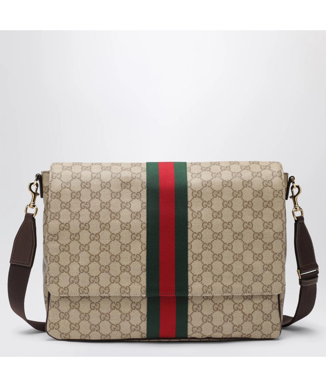 GUCCI Бежевая сумка на плечо из канвы, фото 3