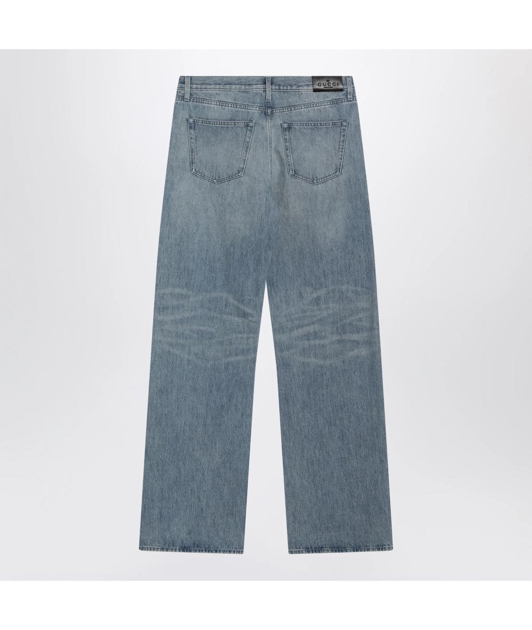 GUCCI Голубые хлопковые прямые джинсы, фото 2