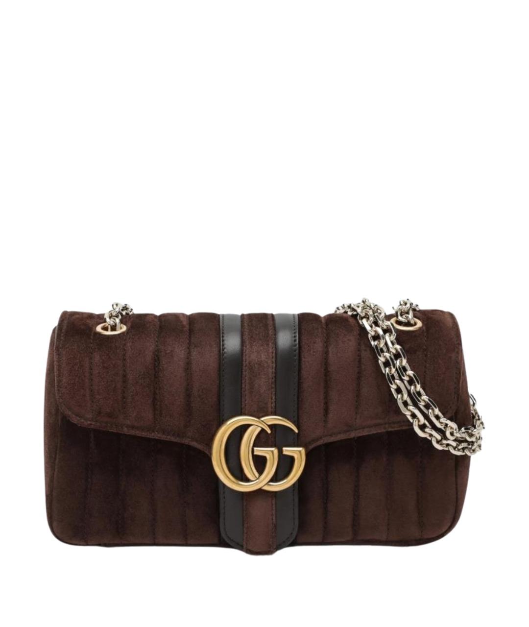 GUCCI Коричневая замшевая сумка через плечо, фото 1