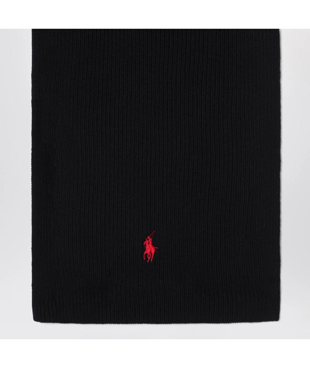 POLO RALPH LAUREN Черный шерстяной шарф, фото 2