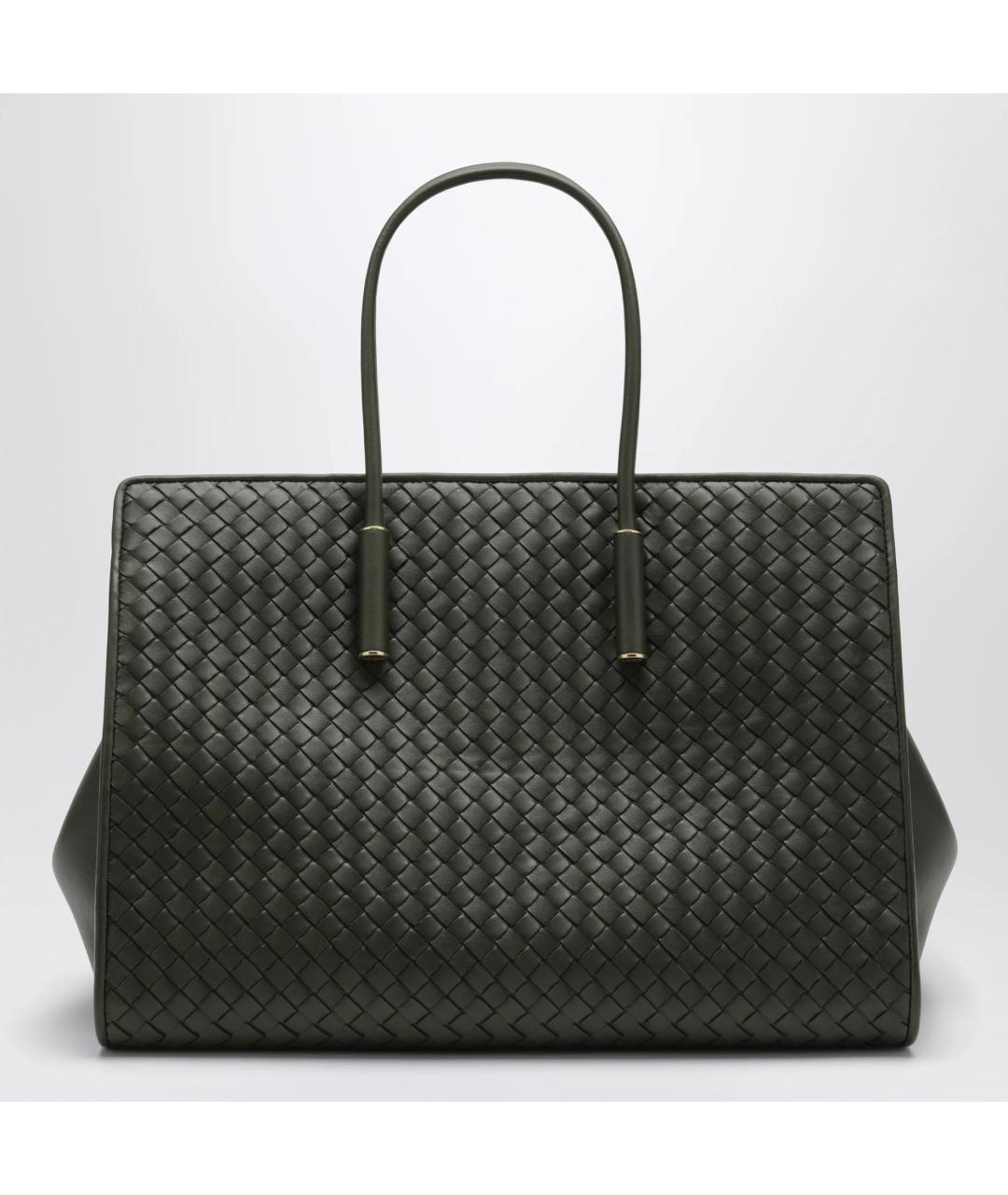 BOTTEGA VENETA Зеленая кожаная сумка тоут, фото 6
