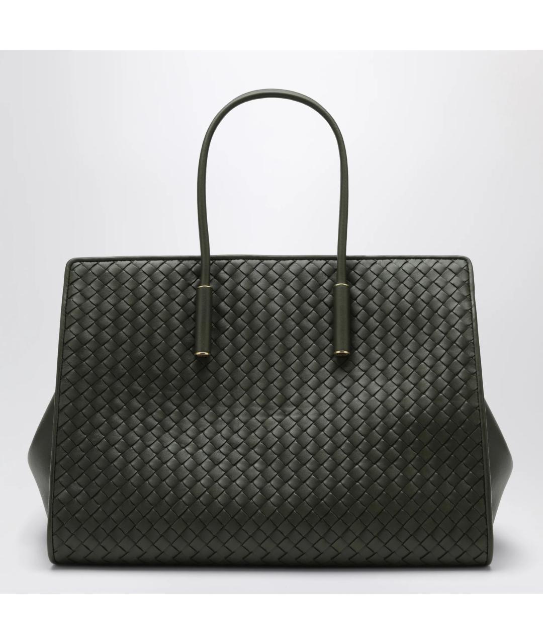 BOTTEGA VENETA Зеленая кожаная сумка тоут, фото 3
