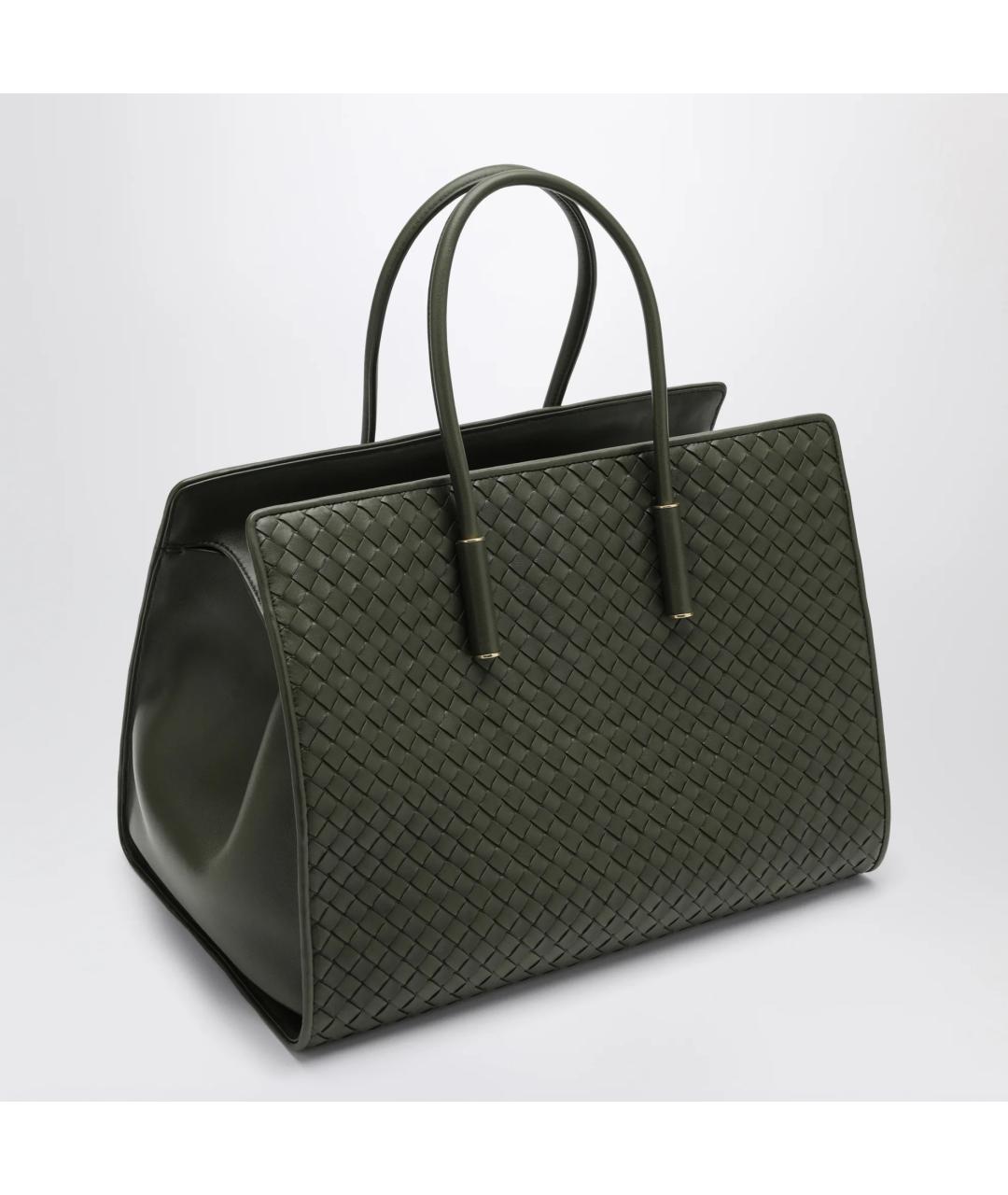 BOTTEGA VENETA Зеленая кожаная сумка тоут, фото 2