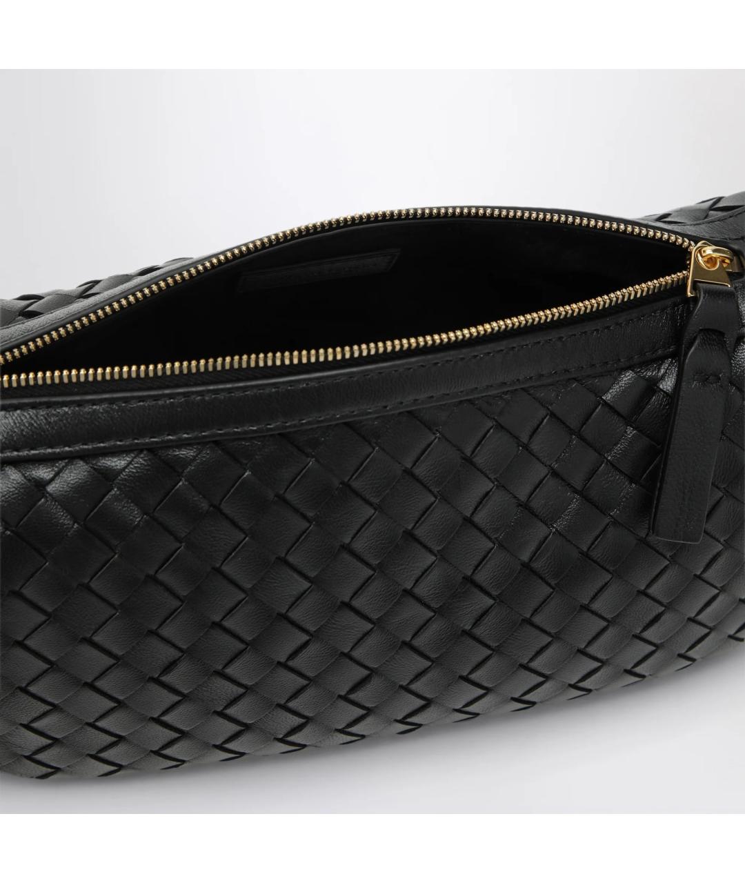 BOTTEGA VENETA Черная кожаная сумка через плечо, фото 4