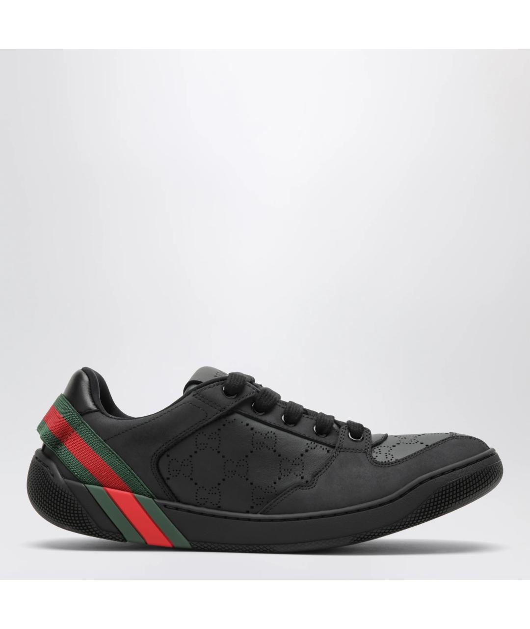GUCCI Черные кожаные низкие кроссовки / кеды, фото 3