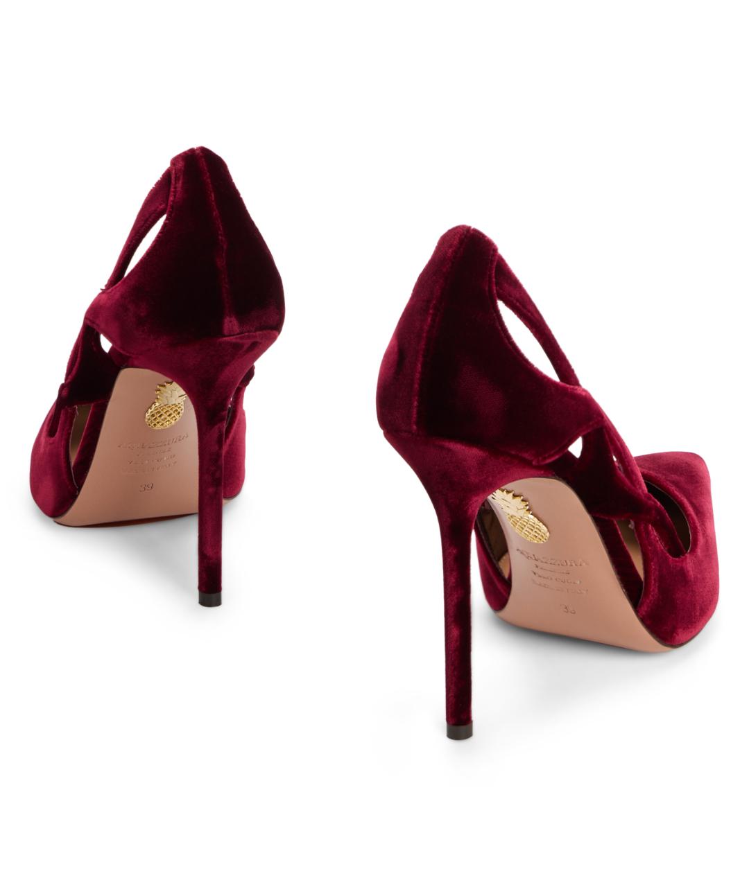 AQUAZZURA Бордовые бархатные туфли, фото 3