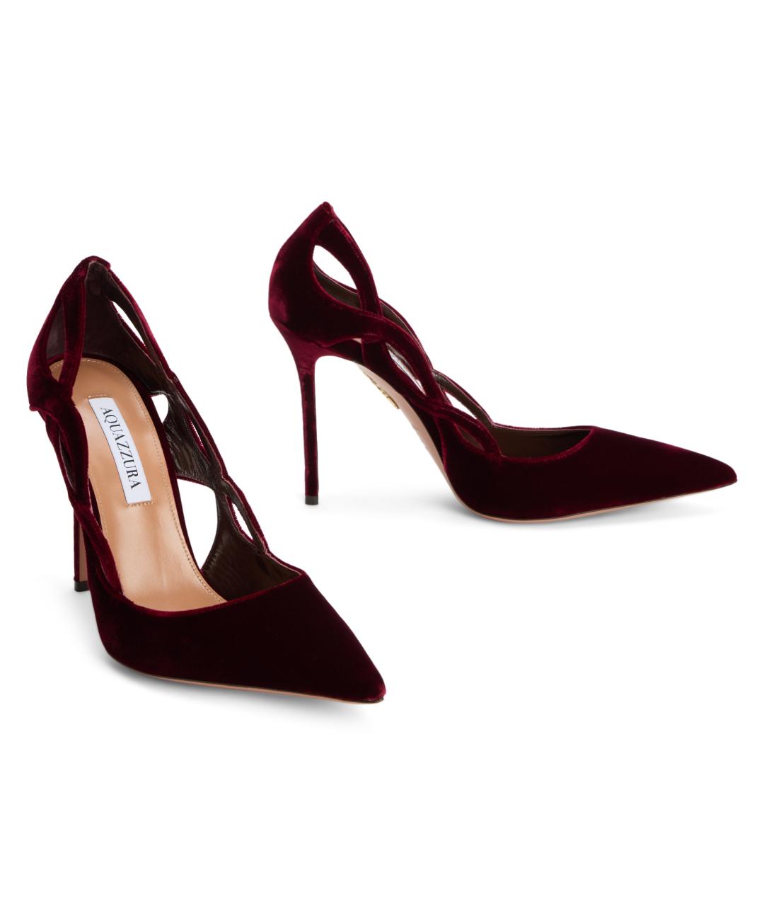 AQUAZZURA Бордовые бархатные туфли, фото 2
