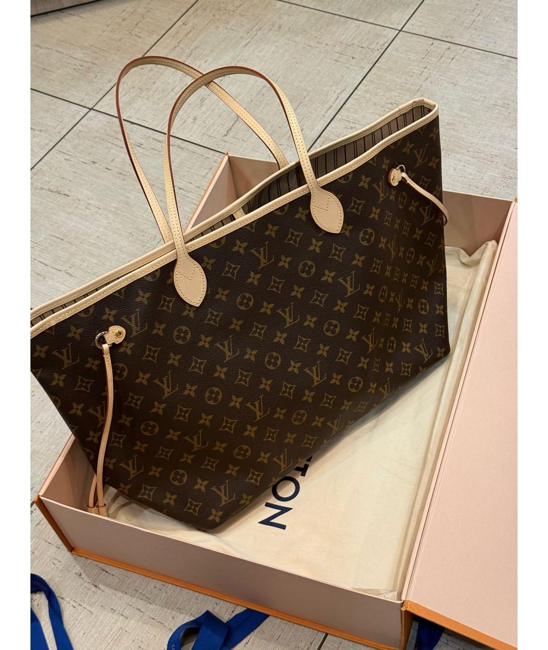 LOUIS VUITTON Коричневая сумка тоут из канвы, фото 2