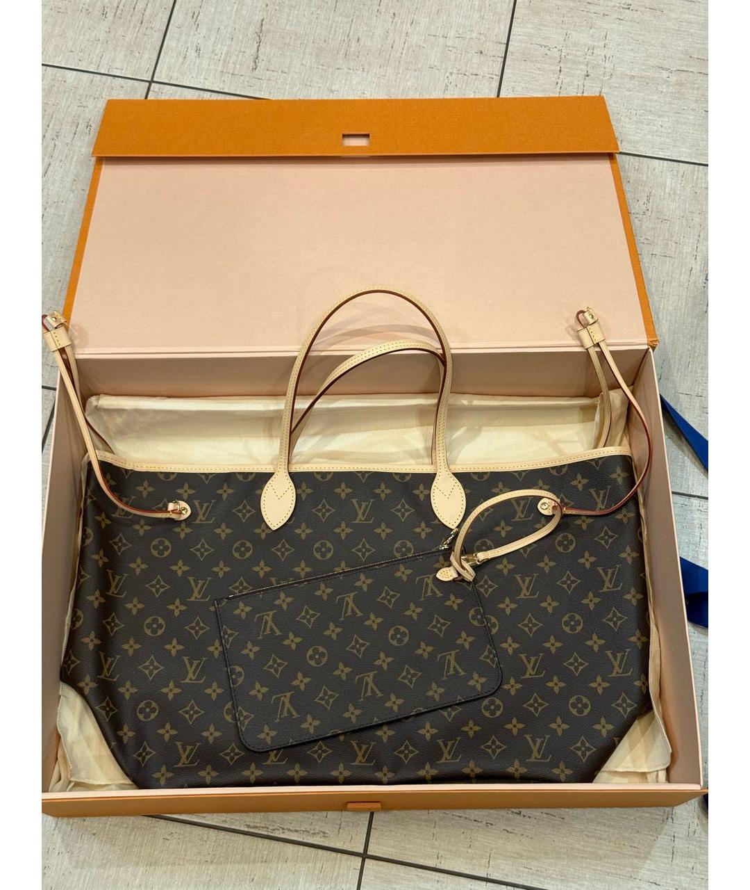 LOUIS VUITTON Коричневая сумка тоут из канвы, фото 9