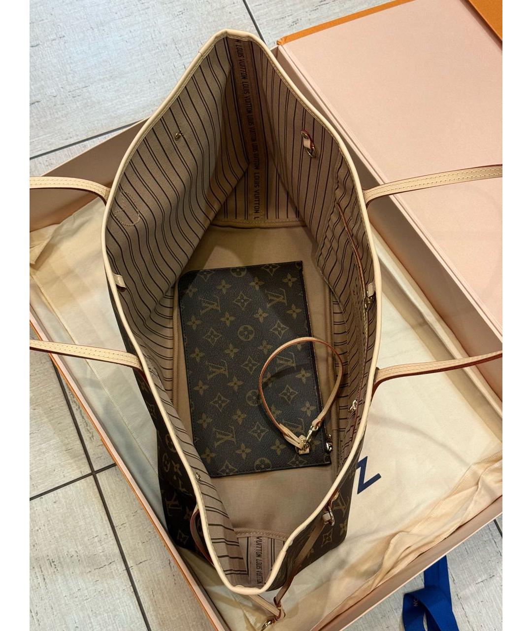 LOUIS VUITTON Коричневая сумка тоут из канвы, фото 3