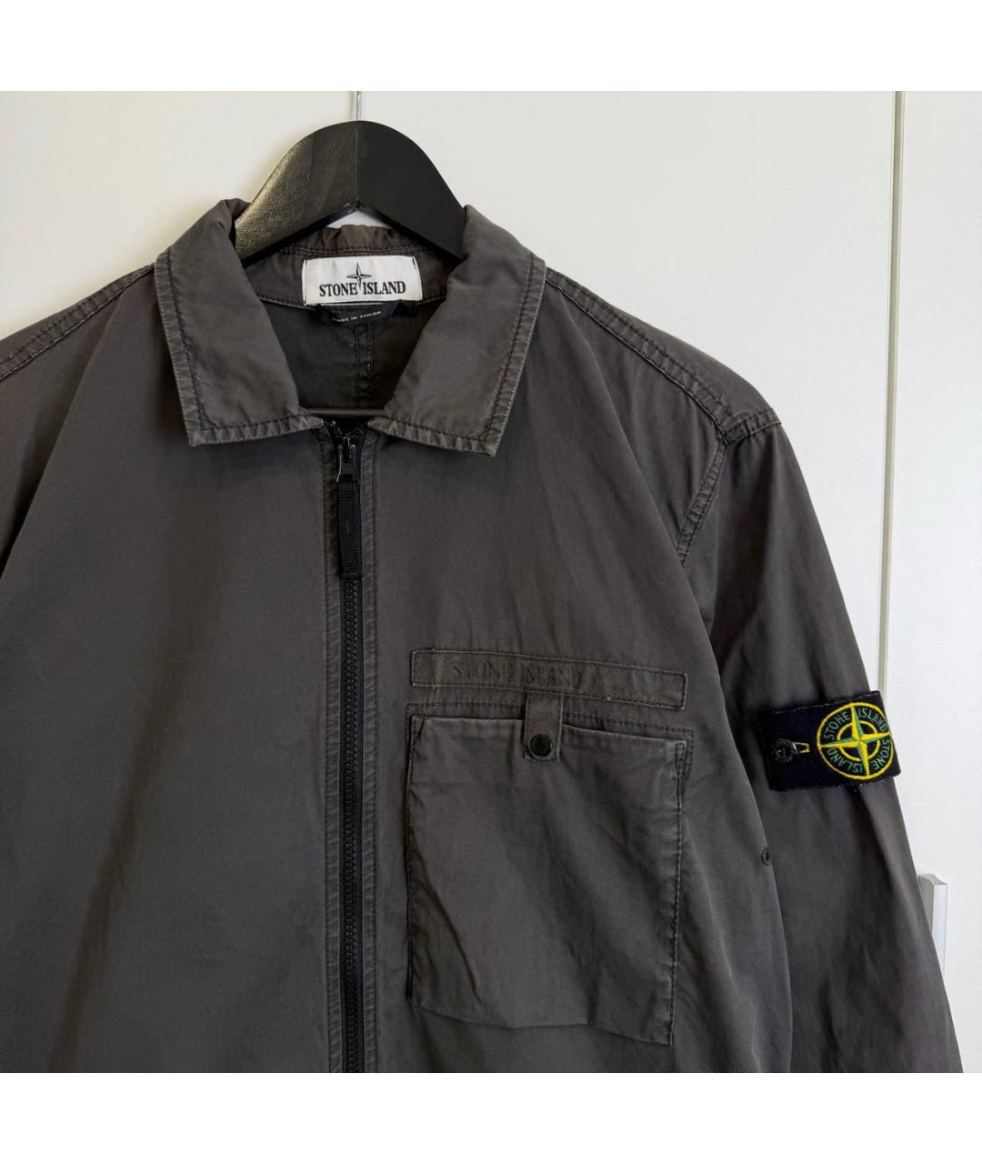 STONE ISLAND Антрацитовая хлопковая кэжуал рубашка, фото 5