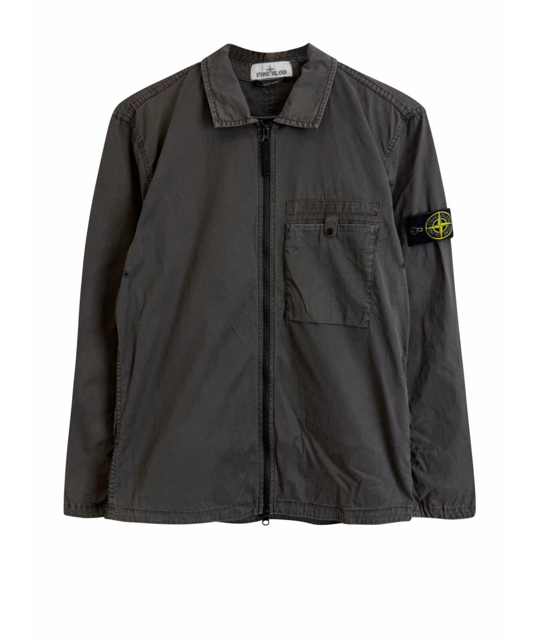 STONE ISLAND Антрацитовая хлопковая кэжуал рубашка, фото 1