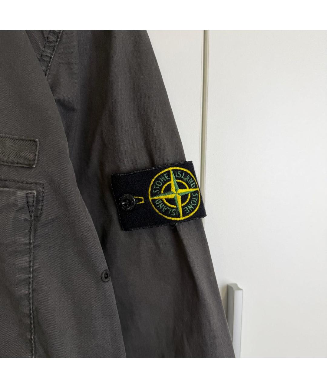 STONE ISLAND Антрацитовая хлопковая кэжуал рубашка, фото 3