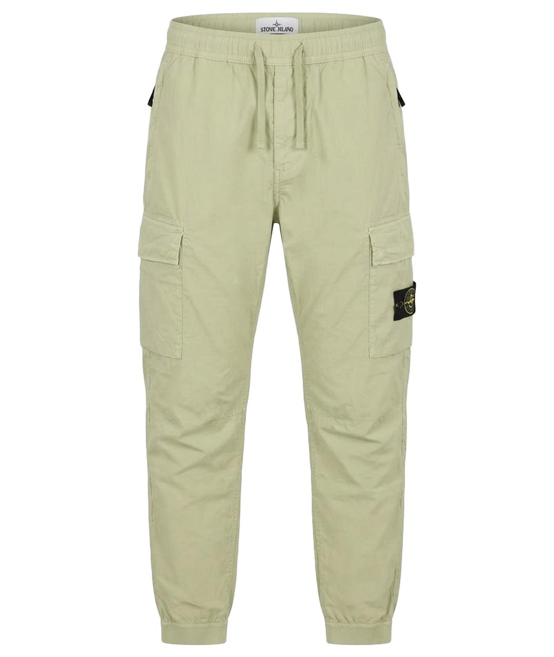 STONE ISLAND Бежевые хлопко-эластановые повседневные брюки, фото 1