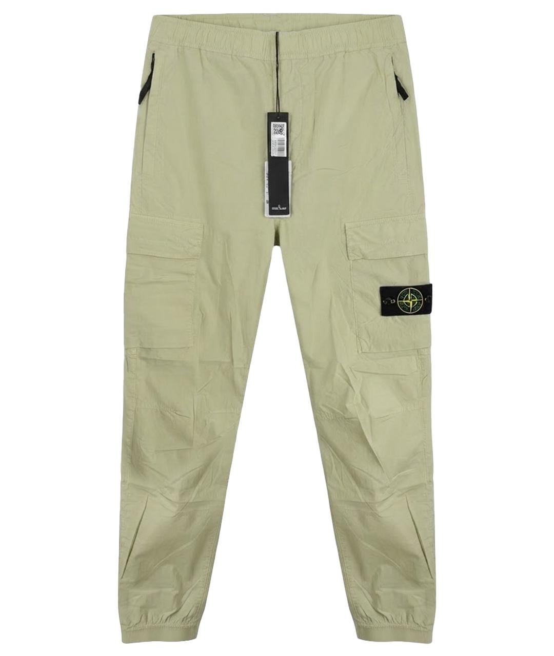 STONE ISLAND Бежевые хлопко-эластановые повседневные брюки, фото 1