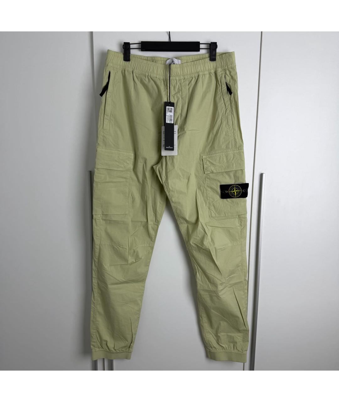STONE ISLAND Бежевые хлопко-эластановые повседневные брюки, фото 5