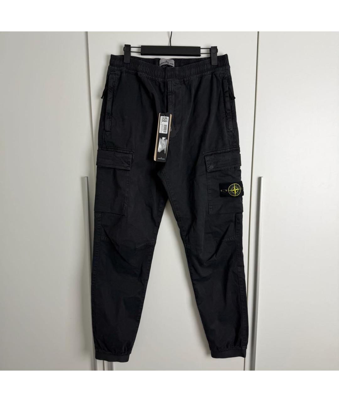 STONE ISLAND Антрацитовые хлопко-эластановые повседневные брюки, фото 6