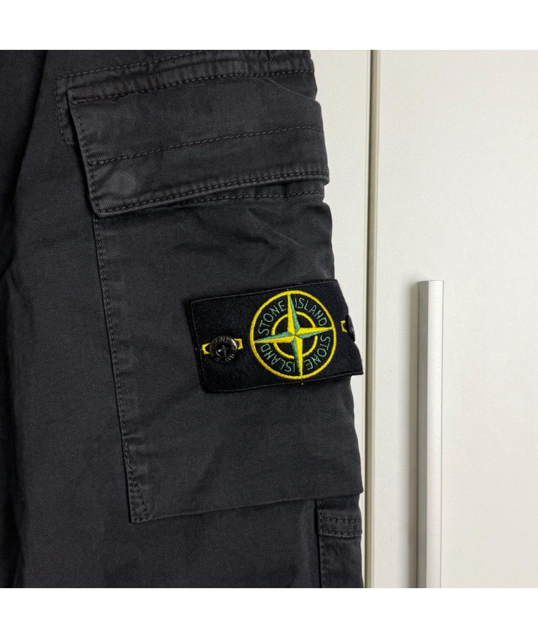 STONE ISLAND Антрацитовые хлопко-эластановые повседневные брюки, фото 4