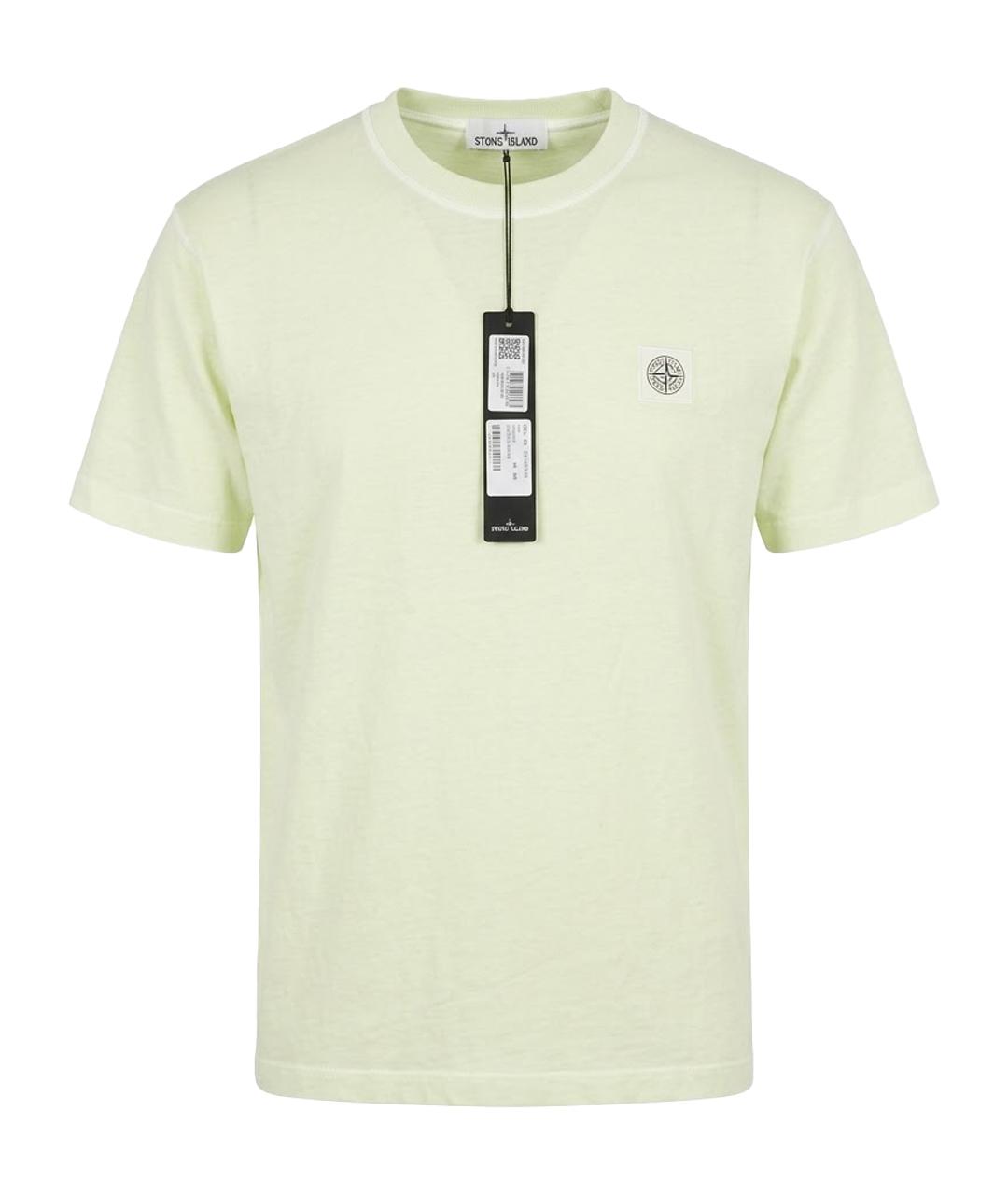 STONE ISLAND Салатовая хлопковая футболка, фото 1