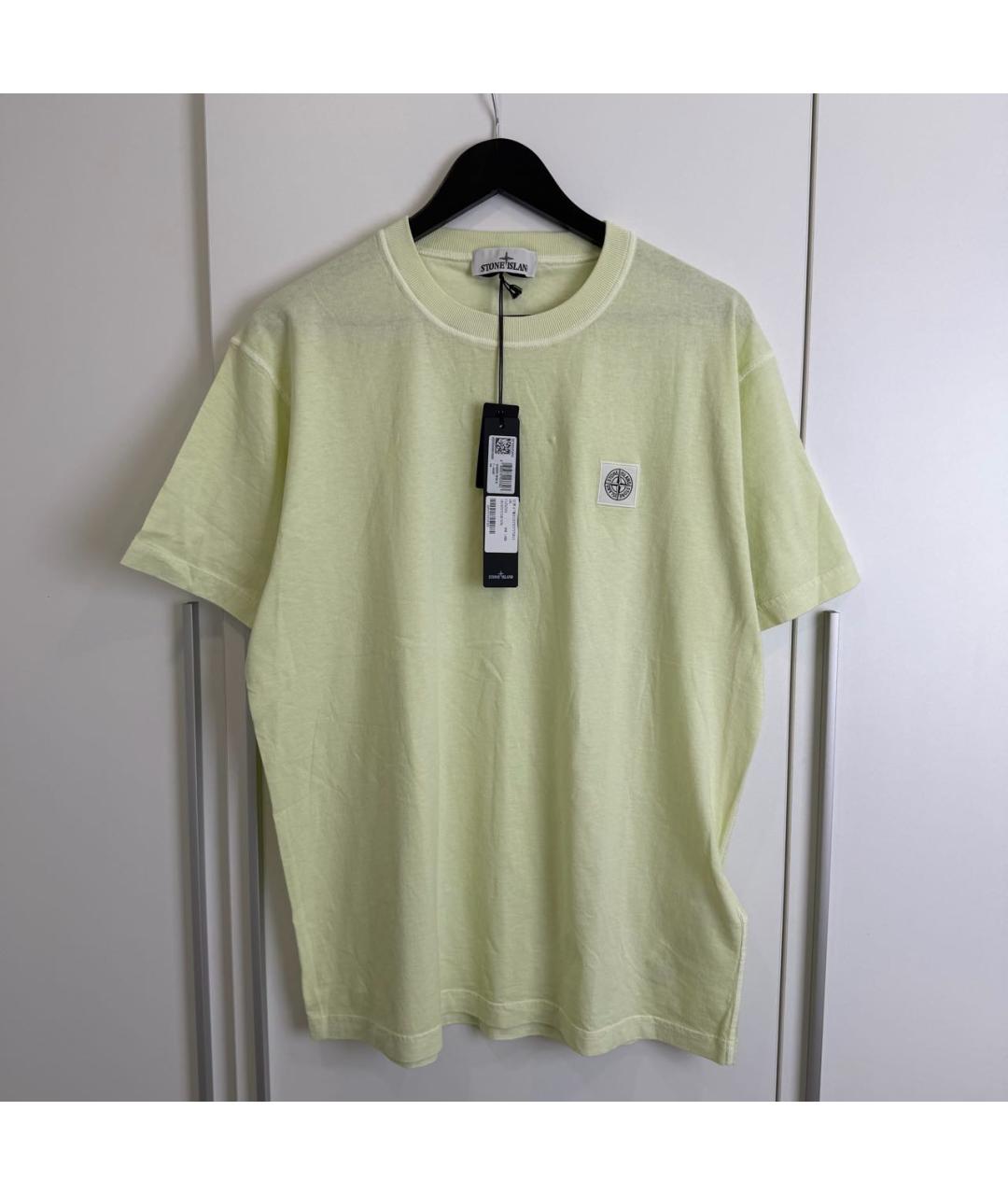 STONE ISLAND Салатовая хлопковая футболка, фото 4