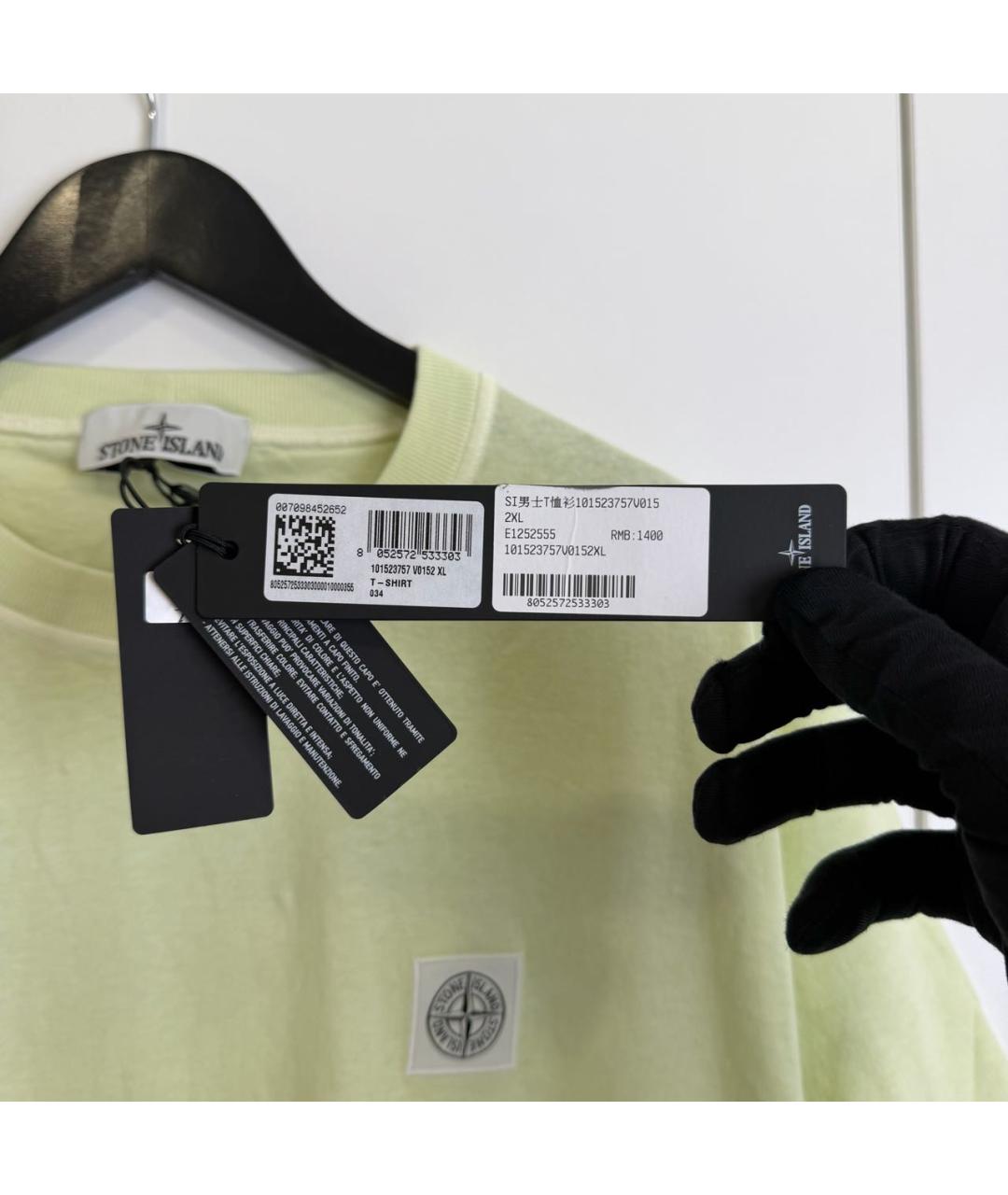 STONE ISLAND Салатовая хлопковая футболка, фото 2