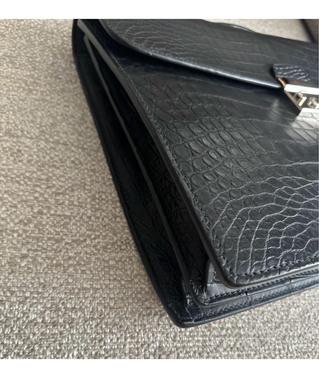 KITON Черный портфель из кожи крокодила, фото 3