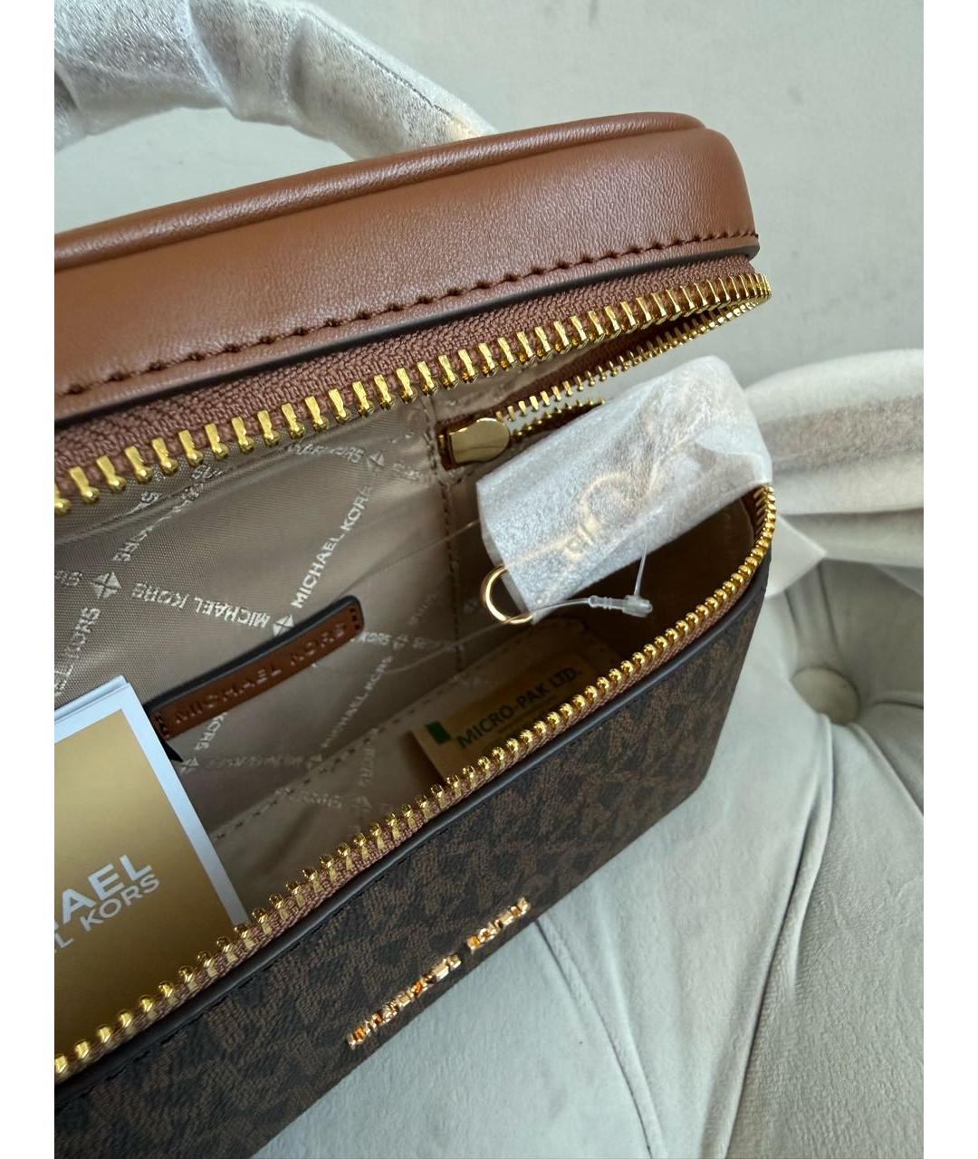 MICHAEL KORS Коричневая сумка через плечо из канвы, фото 4
