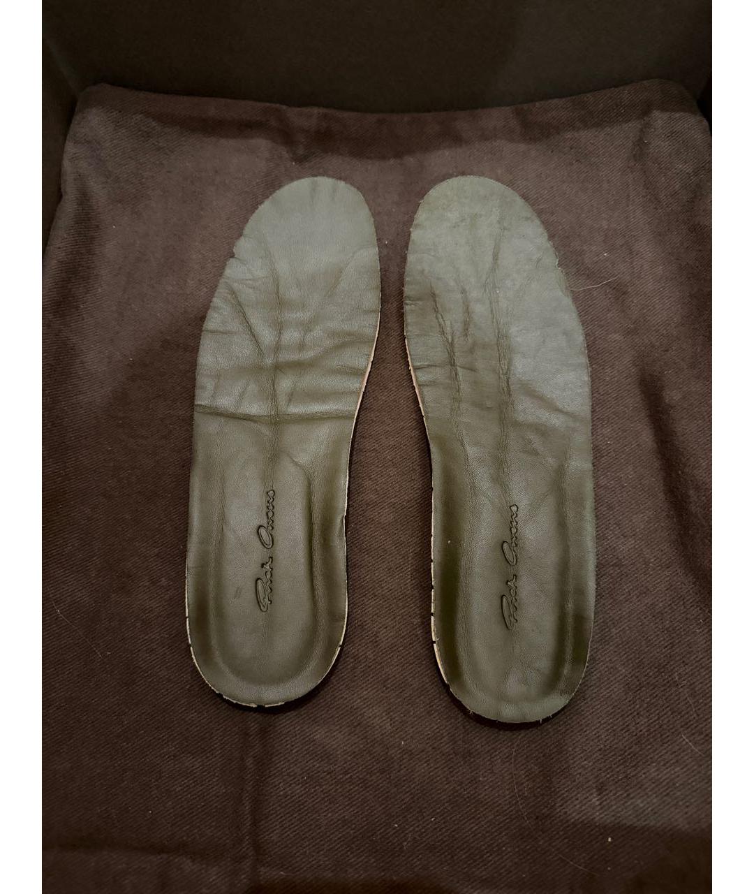 RICK OWENS Зеленые кожаные кеды, фото 8