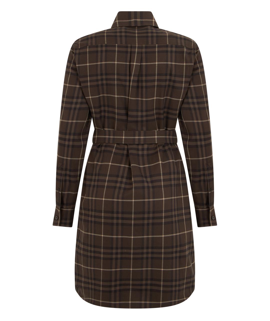 BURBERRY Коричневое хлопковое повседневное платье, фото 2