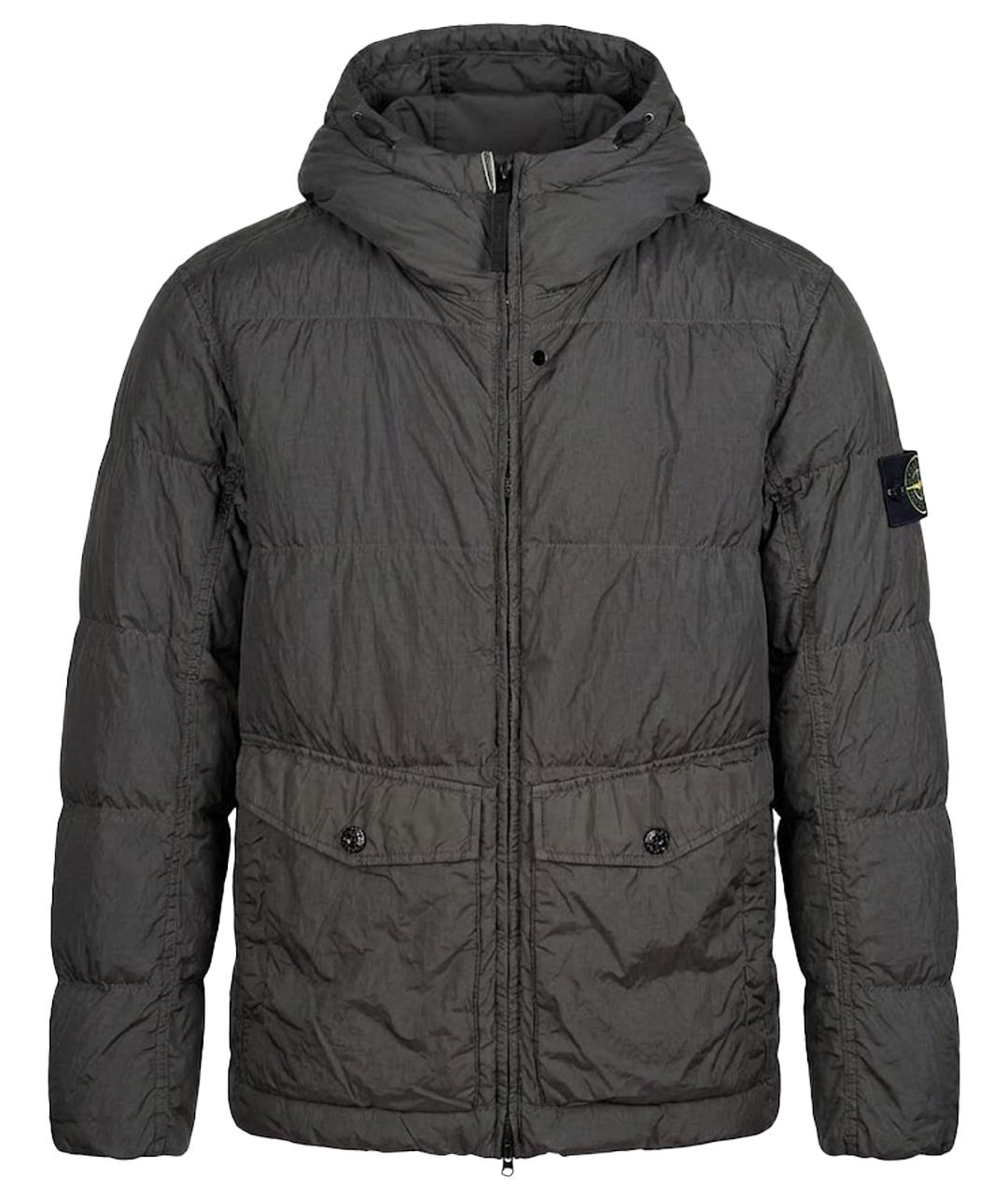 STONE ISLAND Антрацитовый полиамидовый пуховик, фото 1
