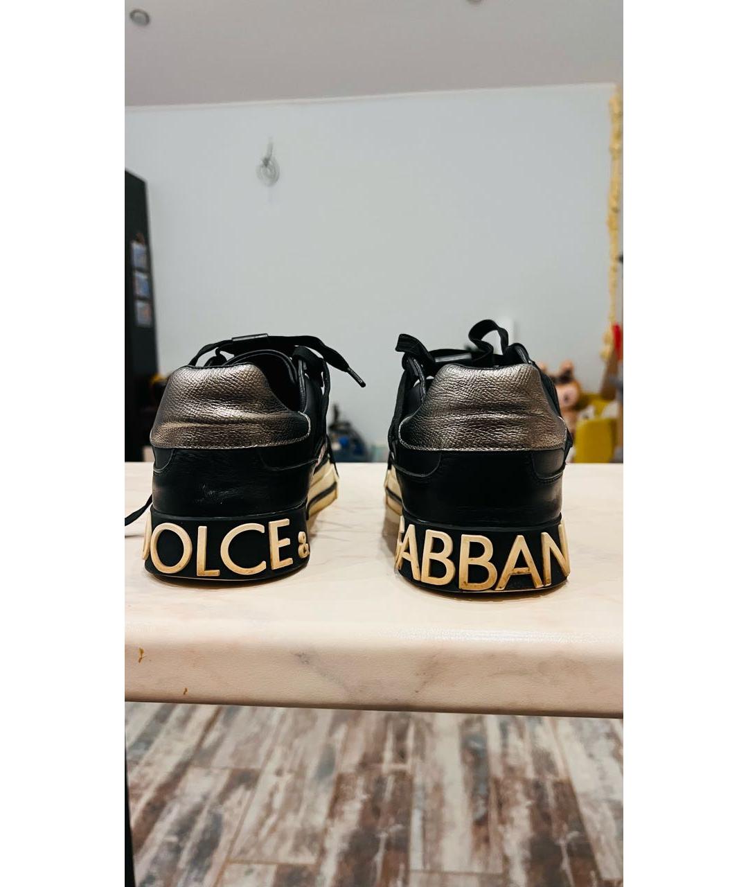 DOLCE&GABBANA Черные кожаные низкие кроссовки / кеды, фото 4