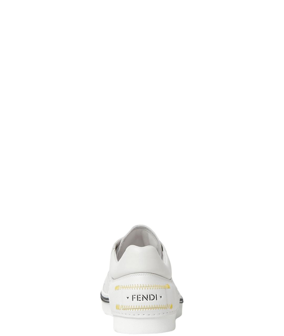 FENDI Белые кожаные низкие кроссовки / кеды, фото 3