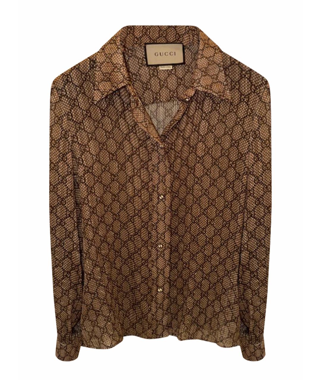 GUCCI Бежевая шелковая блузы, фото 1