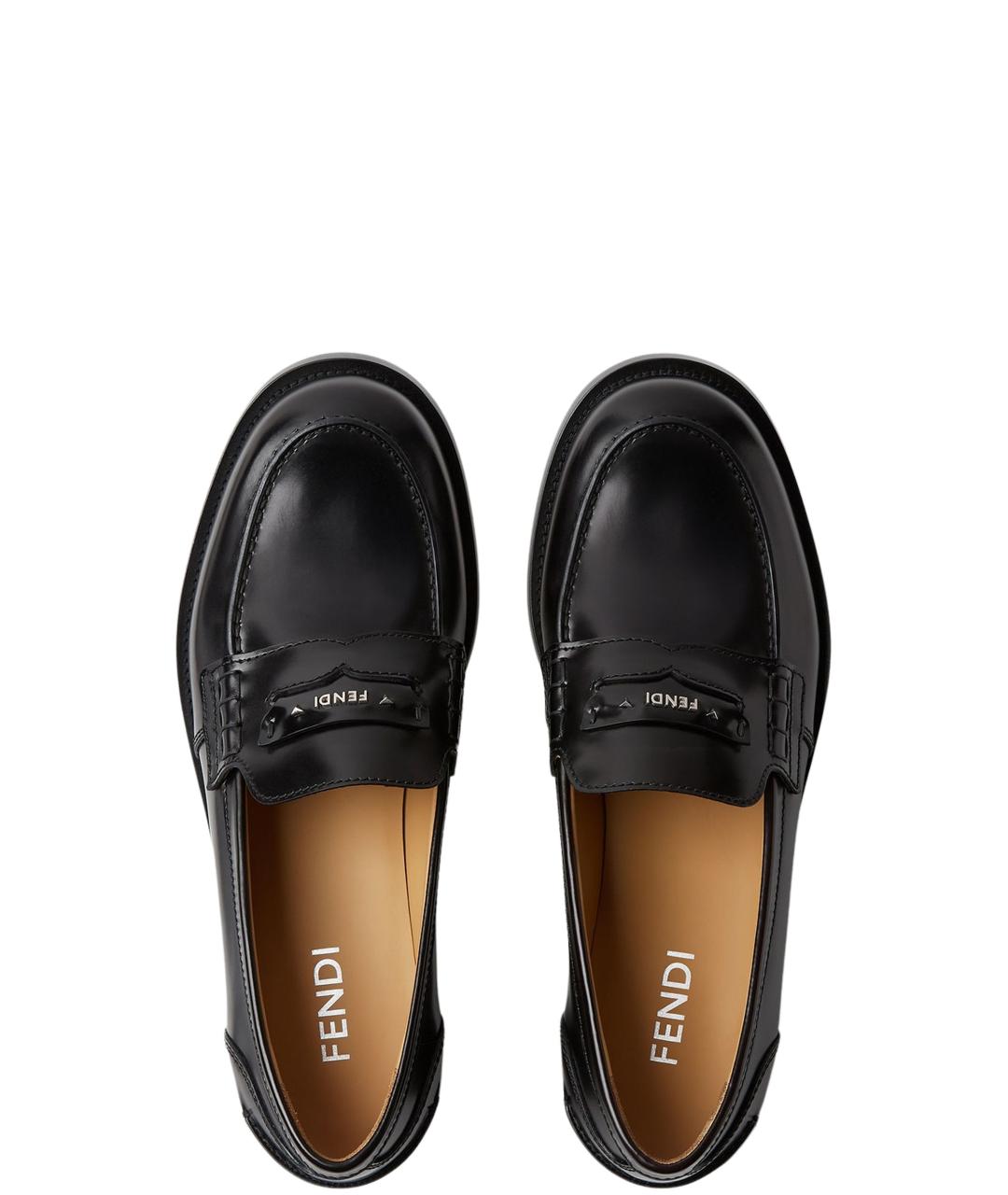 FENDI Черные кожаные лоферы, фото 4