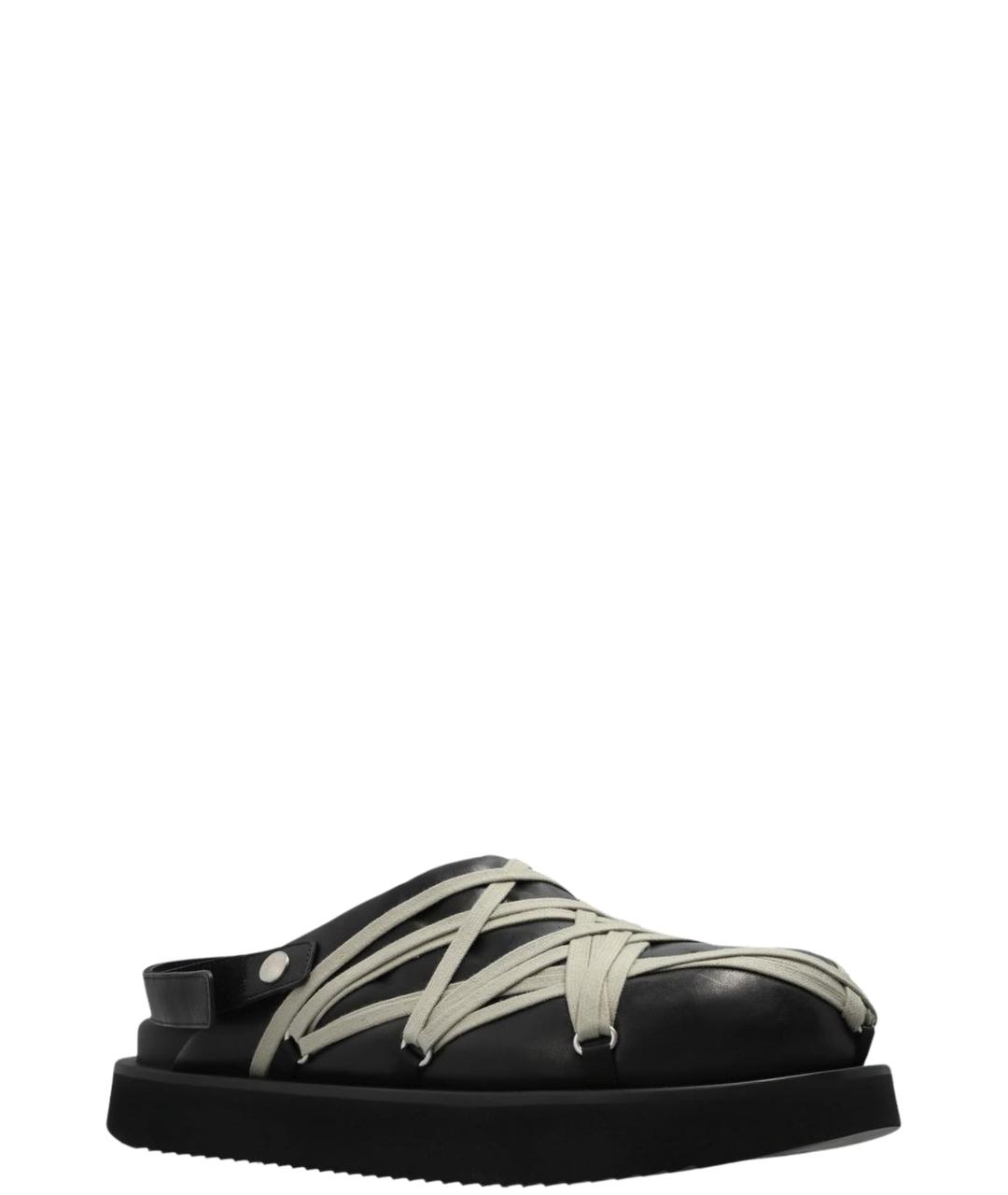 RICK OWENS Черные кожаные слипоны, фото 2