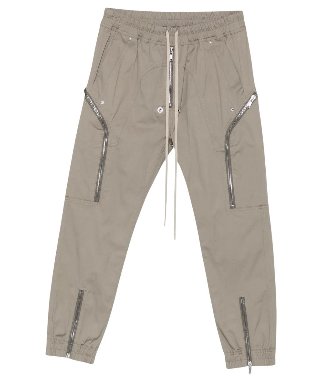 RICK OWENS Серые хлопковые повседневные брюки, фото 1