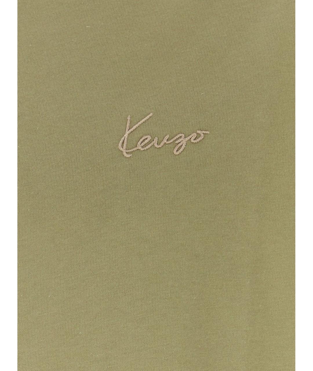 KENZO Хаки хлопковая футболка, фото 3