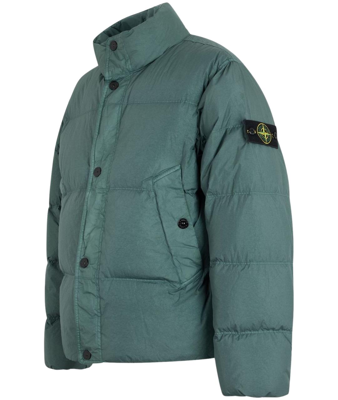 STONE ISLAND Зеленый полиамидовый пуховик, фото 3